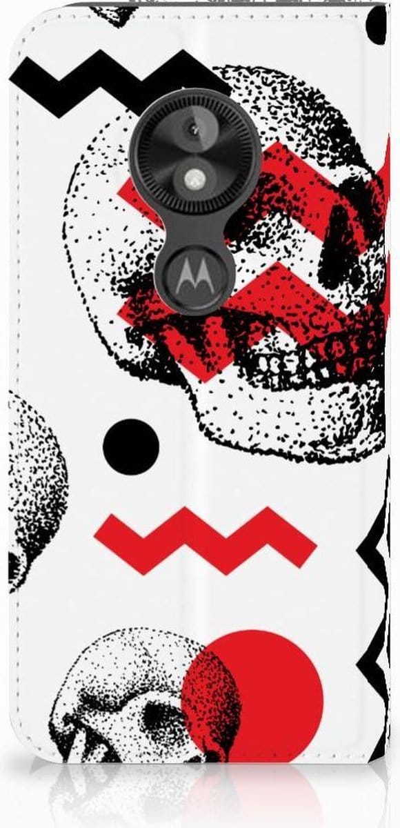 Mobiel BookCase Motorola Moto E5 Play Skull Red