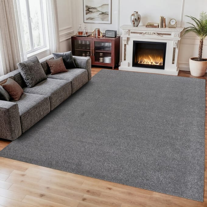 Comfy Soft - Effen Vloerkleed Wasbaar Uni Grijs- 140x200 CM
