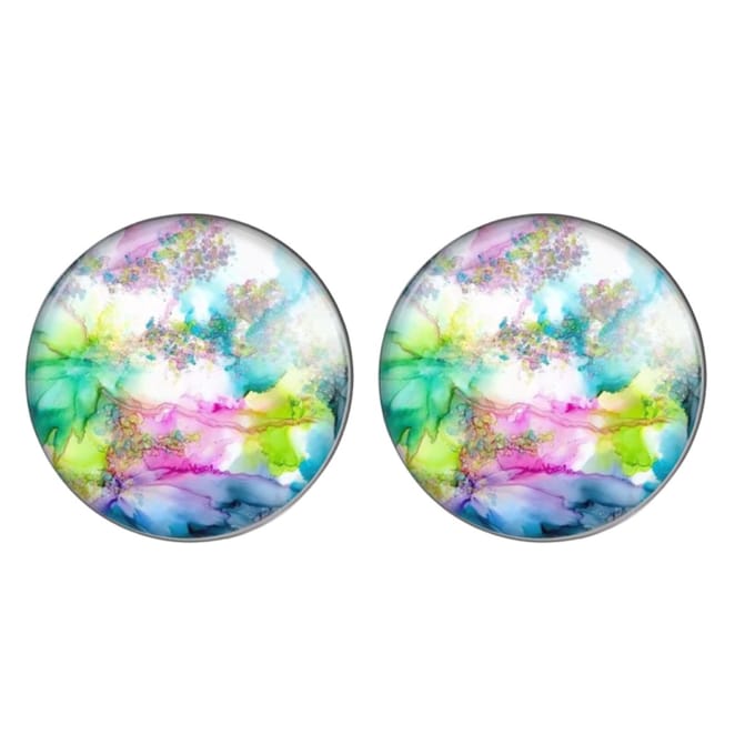 Clip oorbellen roze blauw groen 2 cm