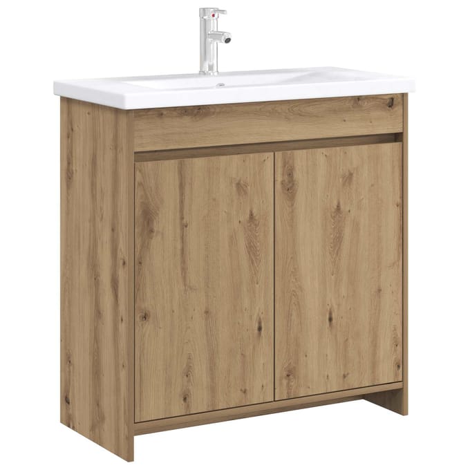 vidaXL - Badkamer - Onder - Het - Wastafel - Kast - Artisanaal - eiken