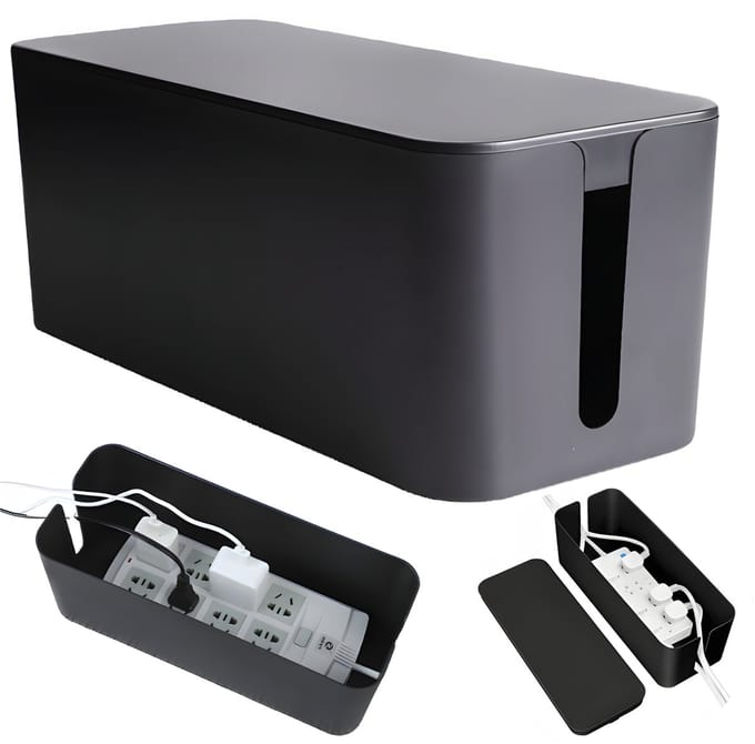 Kabelbox Organizer - Kabelmanagement - Maat L 40,8 x 15,8 x 13,7 cm - Zwart - Polystyreen - Veilig & Stijlvol
