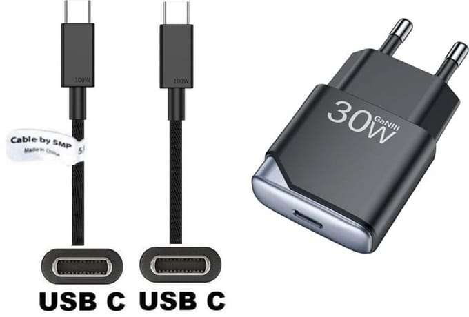 OneOne 30W snellader + 3,0m sterke USB C naar C kabel. GAN lader. PD PPS oplader adapter past op Kobo (Rakuten) eReader Elipsa, Elipsa 2E, Sage, Libra 2, Libra Colour, Clara 2E, Clara Colour, Clara BW - Kindle (Amazon) Scribe