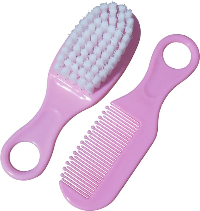 Baby borsteltje+kammetje roze