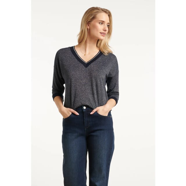 Smashed Lemon Damesmet lurex losvallende top |