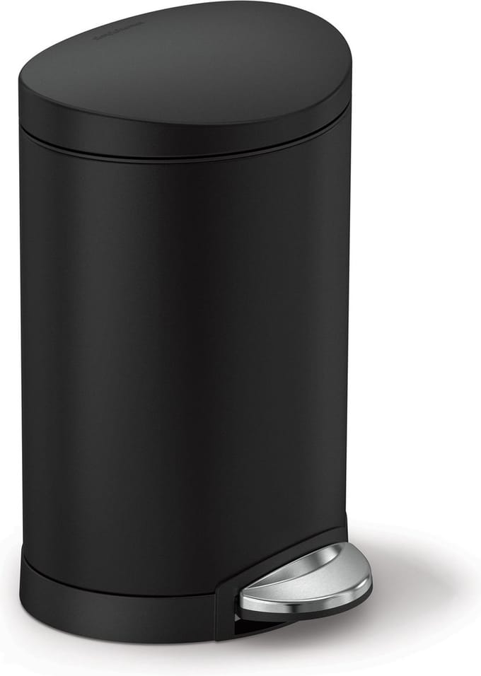 Simplehuman - Prullenbak Half Rond 6 liter - Zwart - Roestvast Staal