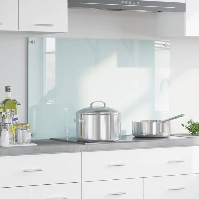 vidaXL - Keuken - Spatscherm - Wit - 100 - x - 60 - cm - gehard - glas