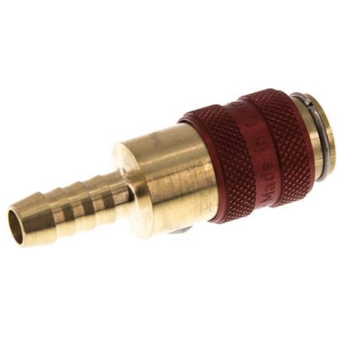 Messing DN 5 Rood Luchtkoppeling Snelkoppeling 6 mm Slangpilaar