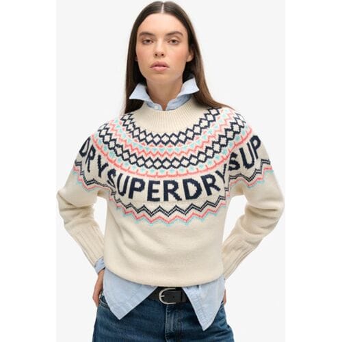Superdry FAIRISLE BRANDED JUMPER Dames Trui - Maat L