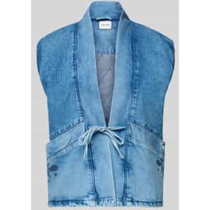 Jeansvest met rijgveter model 'GILLIAN'