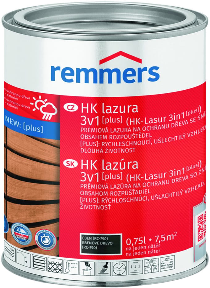 Remmers - HK 3in1 glazuur [plus] 0,75 l, ebbenhout