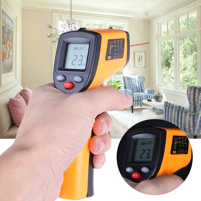 Digitale infraroodthermometer Laser industriële temperatuurpistool contactloos met achtergrondverlichting