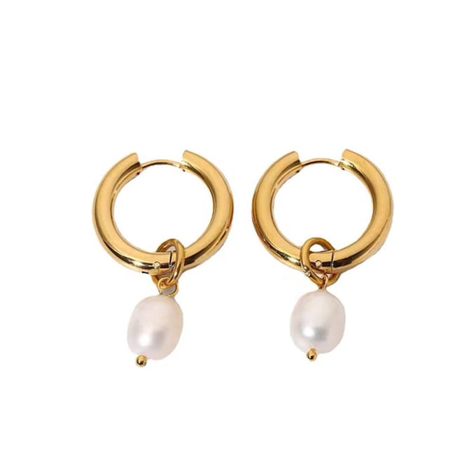 JewelGalerie- Oorringen met Parel - Goud
