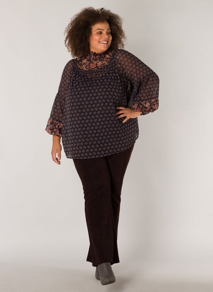 YESTA Djaira Blouse - Black/Multi-Colour - maat X-0(44)