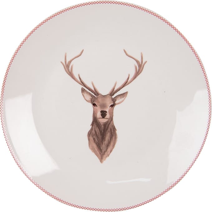 Clayre & Eef Ontbijtbord Ø 20 cm Beige Bruin Porselein Hert