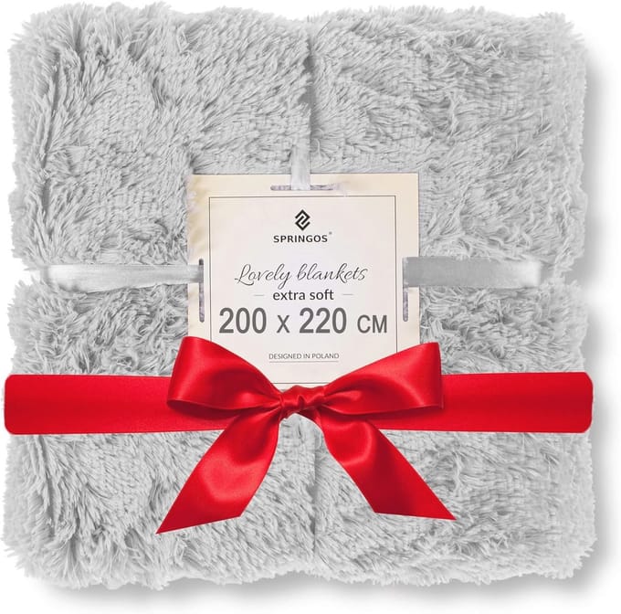 Zachte Pluche Deken | Knuffeldeken | Woonaccessoires 200x220 cm | Lichtgrijs