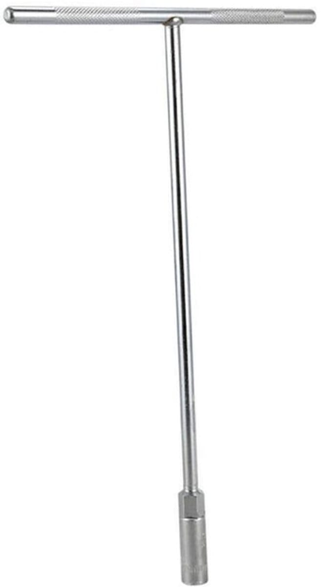 Dopsleutel T-type - Verchroomd gesmeed staal - Flexibele kop - T-handgreep - Universele moersleutel - Totale lengte 290 mm - Steeksleutel