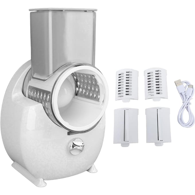 Broyeur de légumes électrique portable rechargeable multifonctionnel pour pommes de terre, radis et légumes blanc