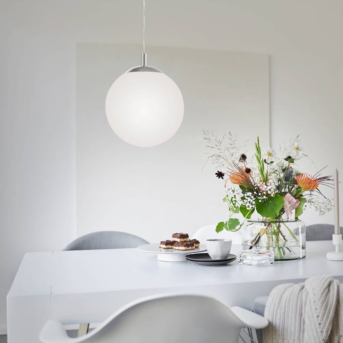 Paul Neuhaus Bolo hanglamp, glazen kap, Ø 25 cm