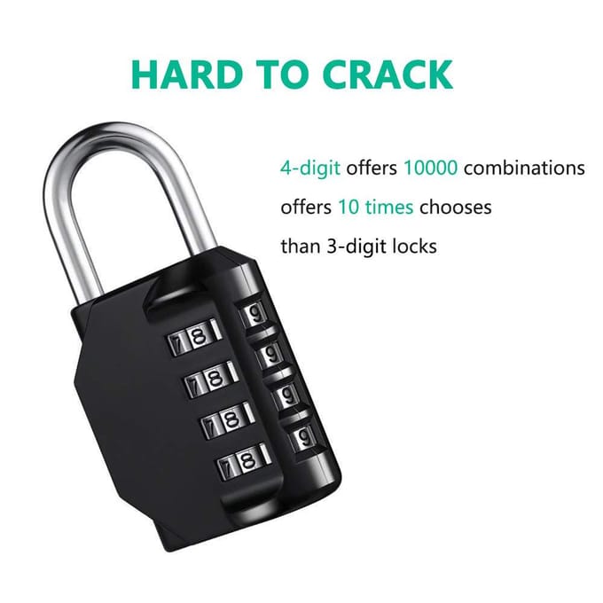 Cadenas à combinaison réinitialisable à 4 chiffres avec combinaison Cadenas à combinaison étanche et robuste pour l'extérieur pour l'école argenté