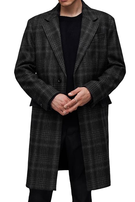AllSaints Sargas Coat Black Größe: 52 | Einreihige Mäntel Outlet | Herren | Schwarz