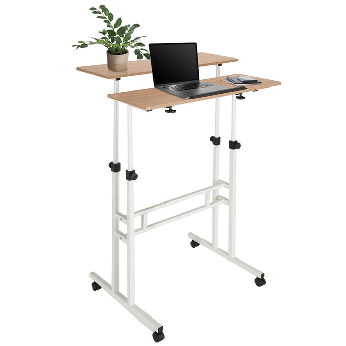 Werktafel / Bureau WORKSTATION I 2 x 80 x 30 cm wit / eik hjh OFFICE