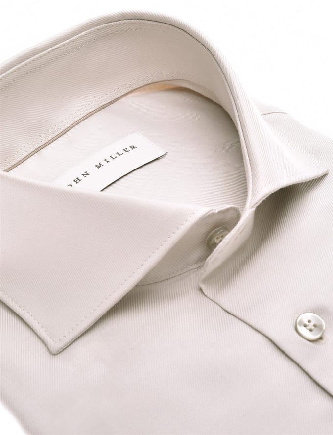 Overhemd John Miller Tailored Fit beige met beige knopen