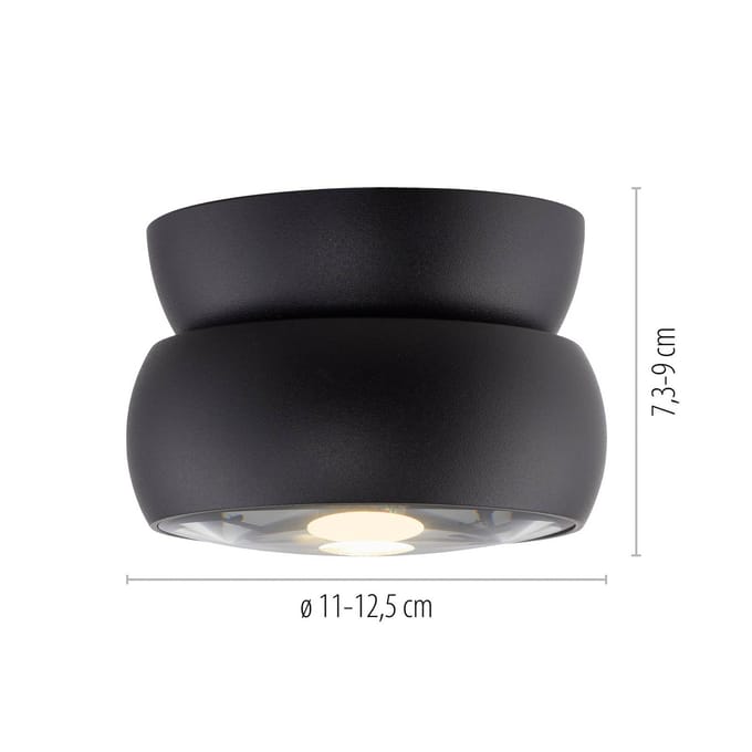 LED plafondspot PURE Move, zwart, Ø 12 cm, metaal/glas