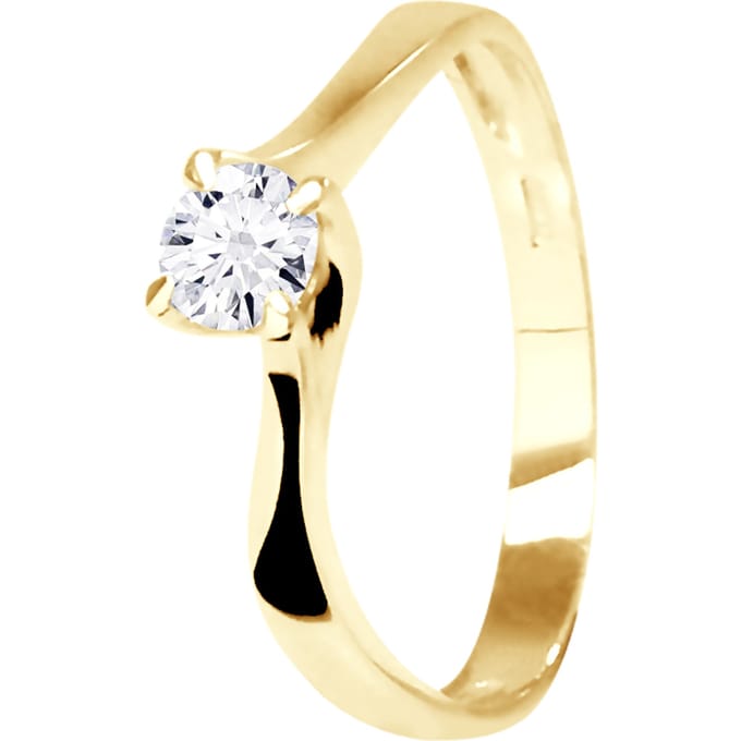 Solitaire Diamond 0,30 Cts 4 Claws Geel Goud 18 Karaat