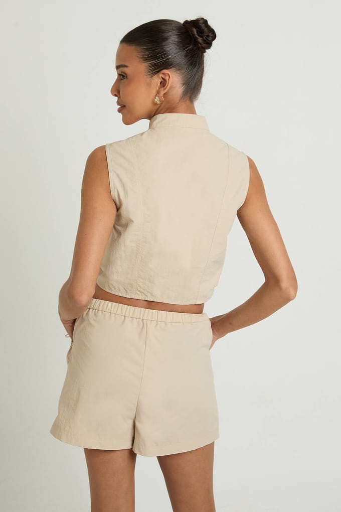 boohoo Dames Nylon Cargo Rokbroek | Stone | Maat: 14