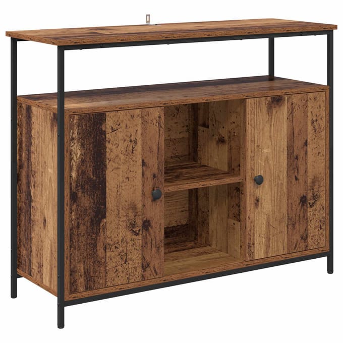 vidaXL - Dressoir - Oud - Hout - 100 - x - 35 - x - 80 - cm - Bewerkt - hout