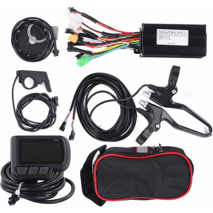 Fiets Lithium Conversie Kit met 26A 3 Modus Controller EN06 Paneel Remhendel Duim Gashendel PAS Kabel voor DIY black