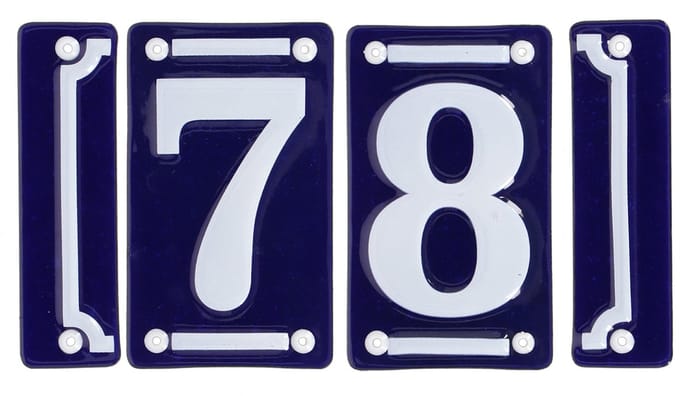 Best for Boots huisnummer 78 met sierrand - Oudhollands - emaille - blauw/wit