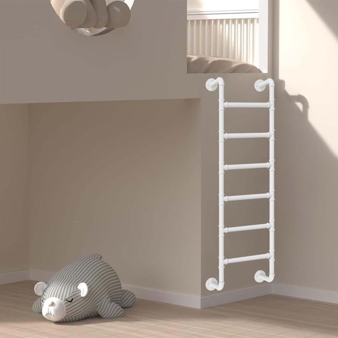 Klimladder - Zolder trap - Hoge planken bereiken - Ruimtebesparend ontwerp - Aanpasbare hoogte - Wit