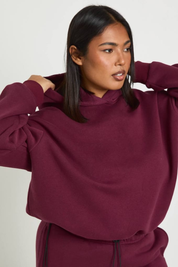 boohoo Dames Plus Toggle Oversized Hoodie | Berry | Maat: 16