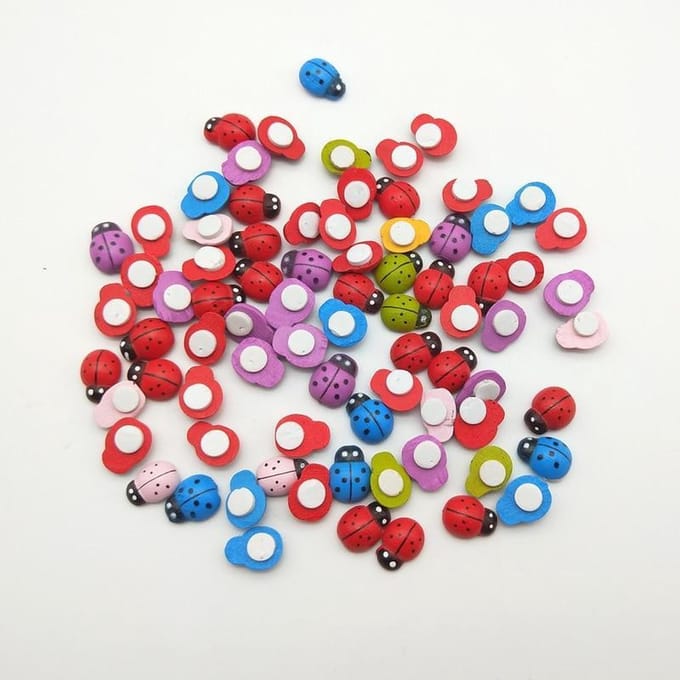 Houten lieveheersbeestjes | knutselen | diy | decoratie | 50 stuks | multicolour