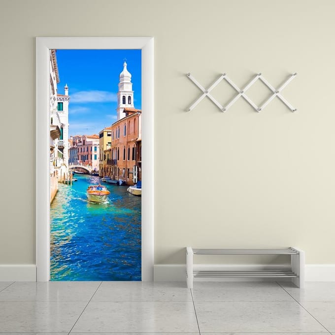 Walplus - Deur Decoratie Sticker - Venetië - Multicolor
