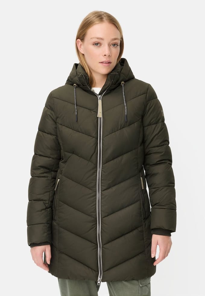camel active Gewatteerde jas met afneembare capuchon - Maat womenswear-52 - Bosgroen