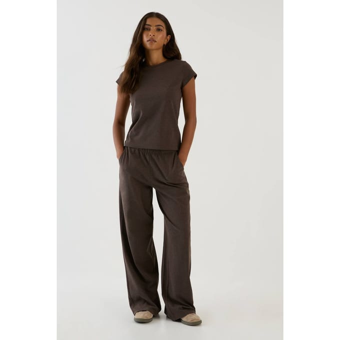 Dames Dsgn Studio Gestructureerde Rechte Pijpenbroek | Chocolate | Maat: Medium