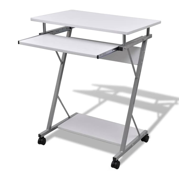 Computerbureau computerkar PC bureau kantoor bureau laptop bureau op wielen wit