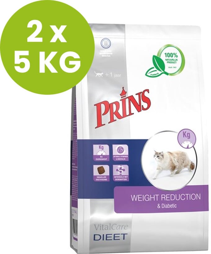 Prins VitalCare Dieetvoeding Weight Reduction & Diabetic - Kat - 2 x 5 kg