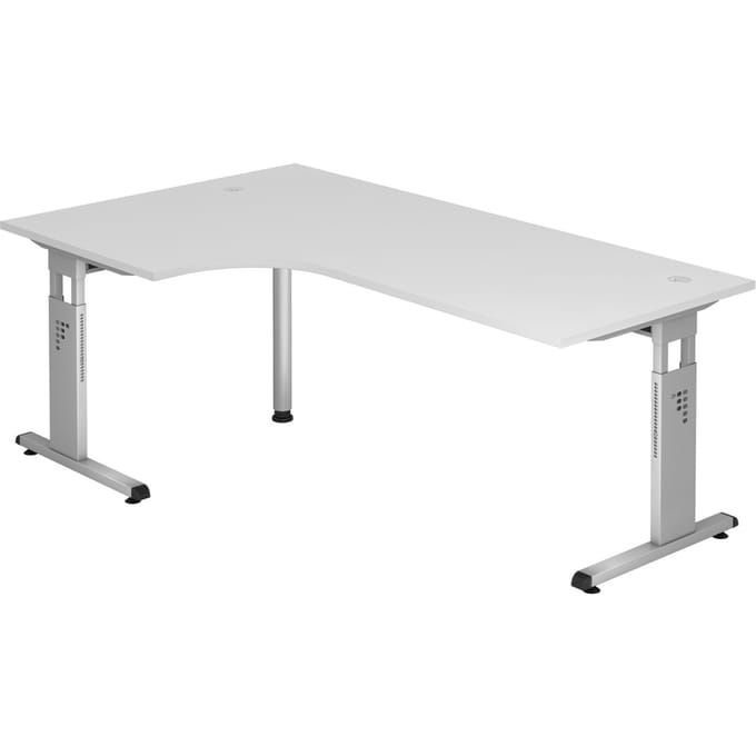 Hoekbureautafel ULM, li. of re., B 2000 x D 1200 x H 650-850 mm, wit