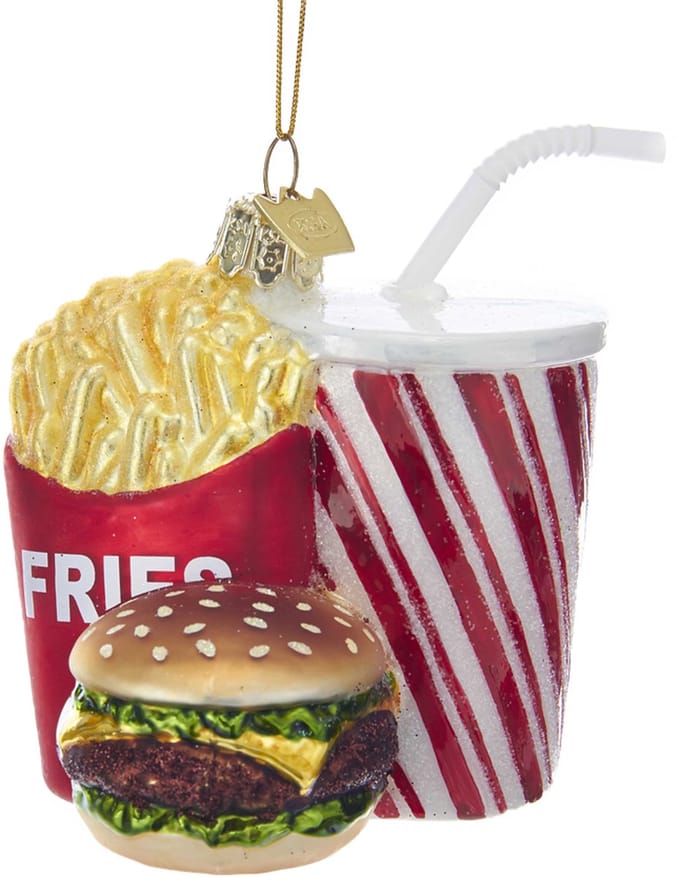 Kurt S. Adler Kerstornament - Fastfood - glas - rood wit geel - 9cm