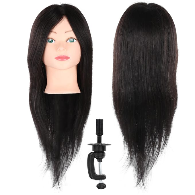 Echt Haar Mannequin Hoofd Oefenhoofd Kapper Training Hoofd Mannequin Cosmetologie Pop beige