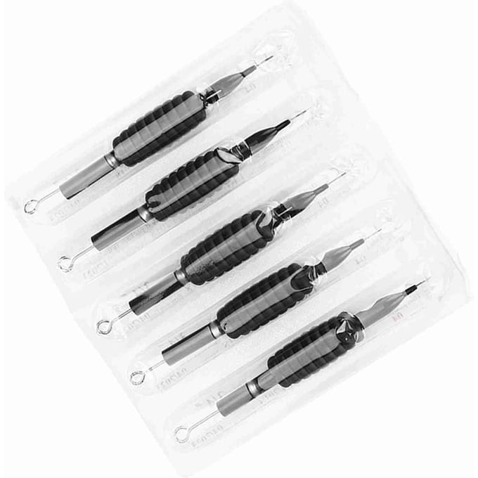 5 STKS Set Wegwerp Steriele Tattoo Naald Siliconen Grip Make-up Schoonheidstools 1RL white