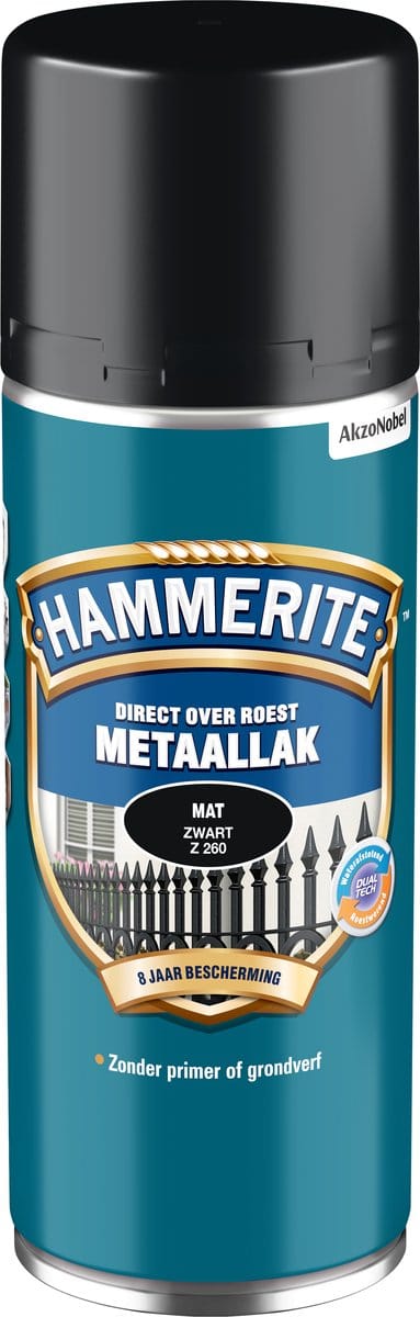 Hammerite - Metaallak Mat (Spray) - Zwart - 400 Ml