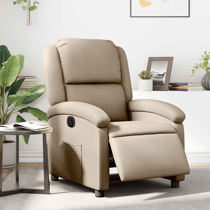 vidaXL - Fauteuil - verstelbaar - elektrisch - kunstleer - cappuccinokleurig
