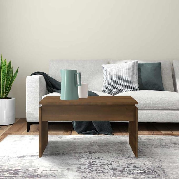 vidaXL - Salontafel - 68x50x38 - cm - bewerkt - hout - bruin - eikenkleur