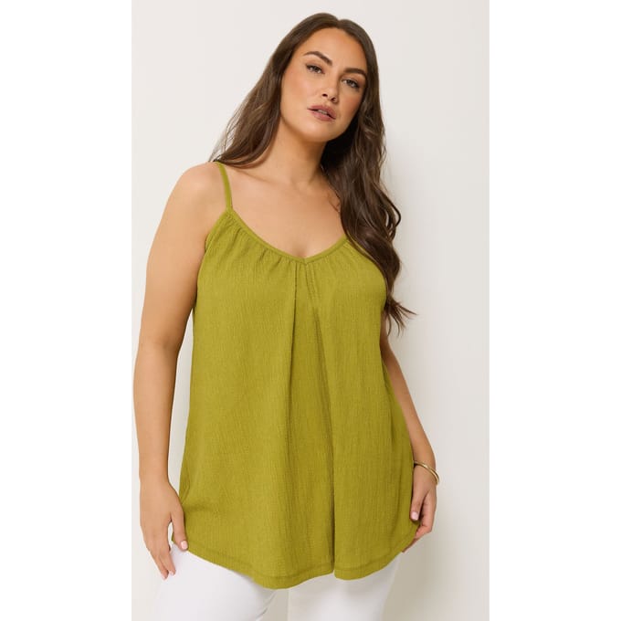 Yours Groene Gekreukte Camitop Size 50-52