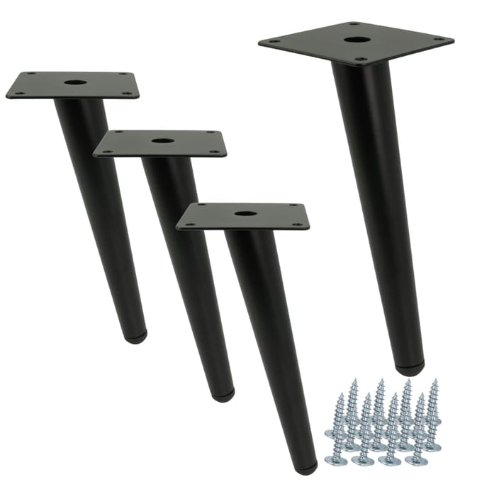 4 x Meubelpoot, schuine pin, mat zwart, 20 cm