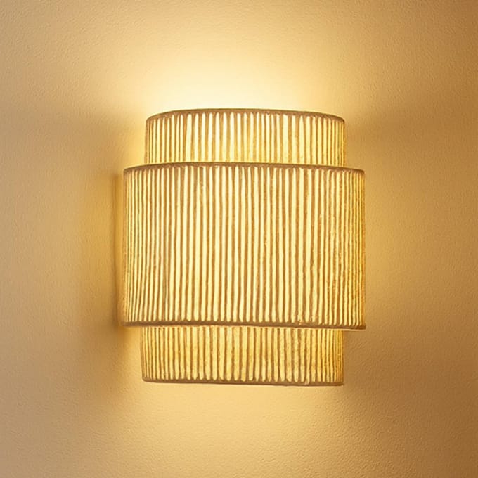 Lindby - wandlamp - 1licht - Papier, metaal - H: 25 cm - E27 - beige